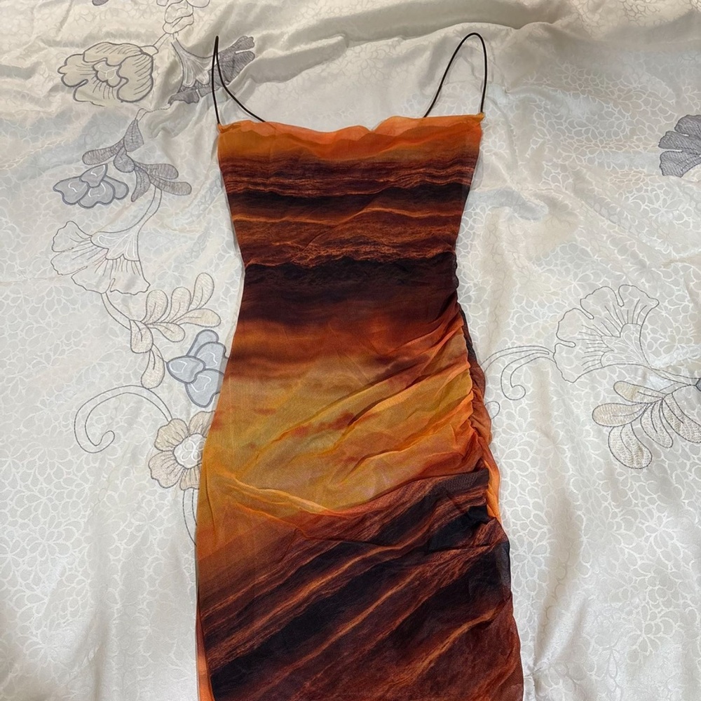 Windsor Orange Brown Sheath Dress Spaghetti Strap Cocktail
